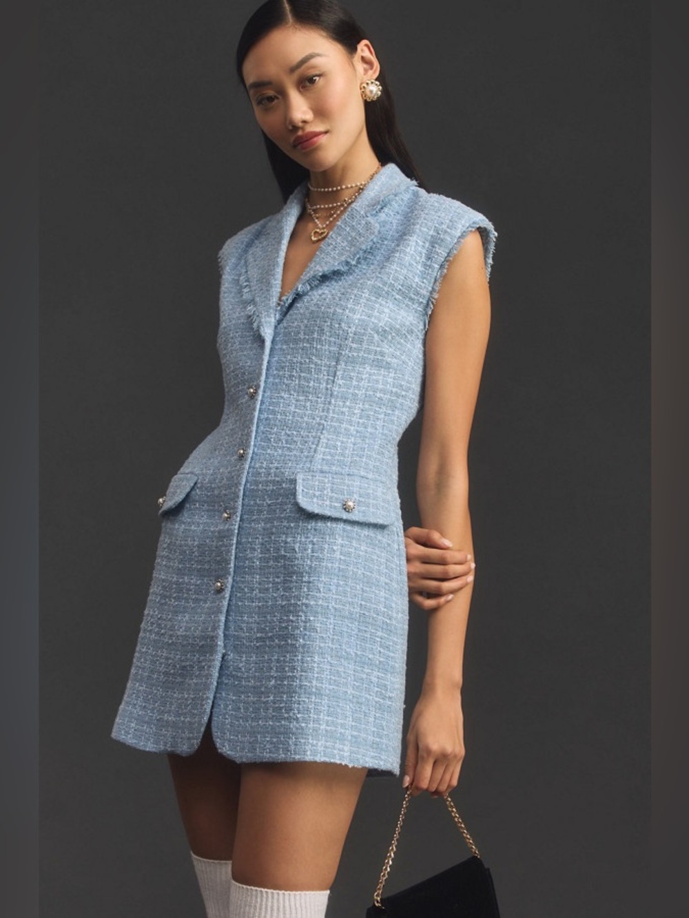 Maeve Anthropologie Sleeveless Tweed Blazer Mini Dress Size 4 NWT